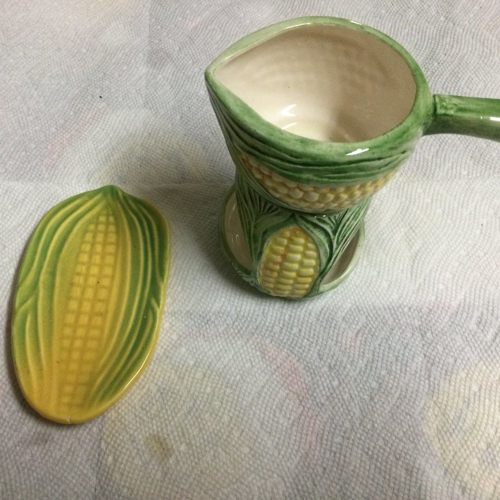 Lot of 3 pcs Corn small butter plate and butter warmer set decor small chips